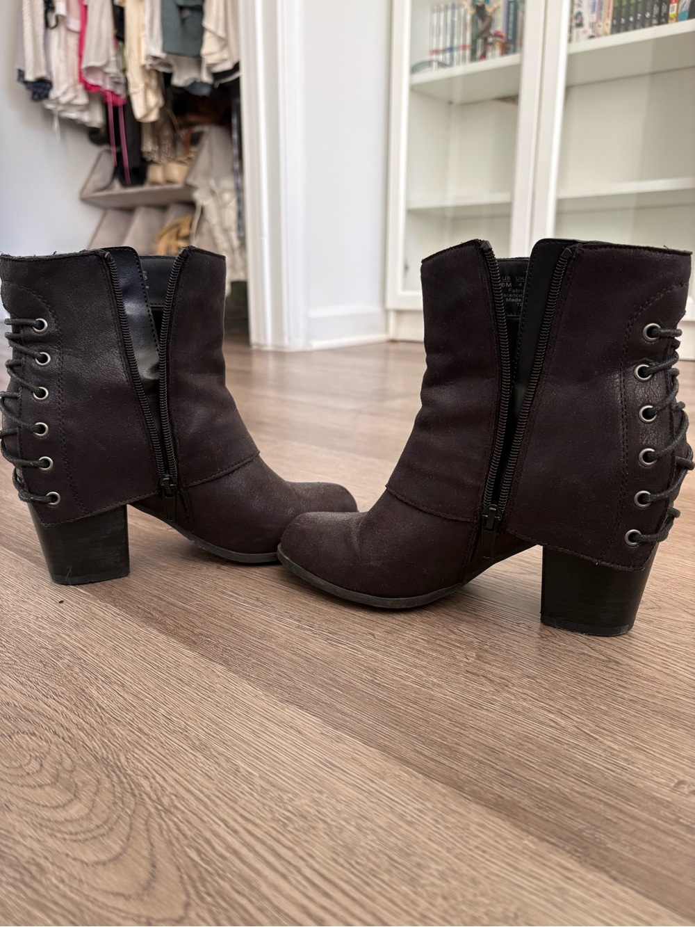 Fergalicious Black Lace-Up Suede Ankle Boots